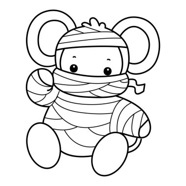 Sevimli maymunların boyama sayfaları. Mumya kostümü giyen maymun çizgisi.