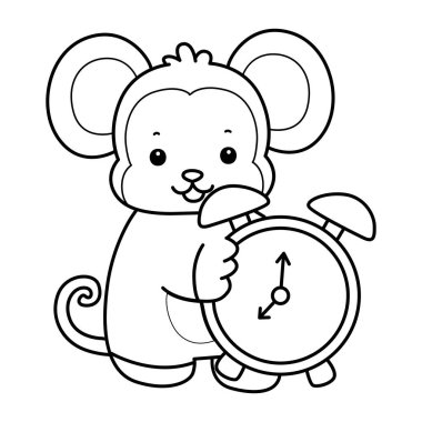 Sevimli maymunların boyama sayfaları. Maymun çizgisi Bir çalar saat getir