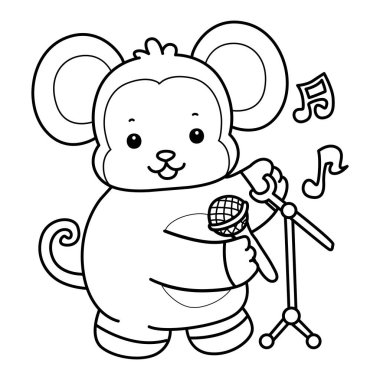 Sevimli maymunların boyama sayfaları. Maymun çizgisi müzikle şarkı söylüyor.