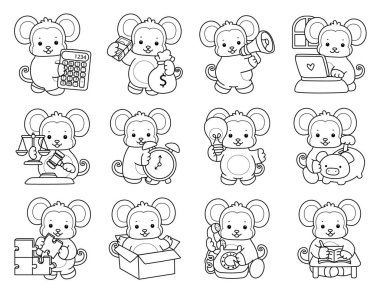 Sevimli maymunların boyama sayfaları. Para ve finans varyasyonunda maymun ana hatları