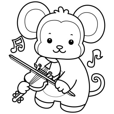 Sevimli maymunların boyama sayfaları. Keman çalan maymun taslağı