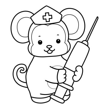 Sevimli maymunların boyama sayfaları. Maymun çizgisi Bir şırınga getir