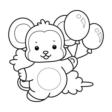 Sevimli maymunların boyama sayfaları. Maymun çizgisi Üç balon getir