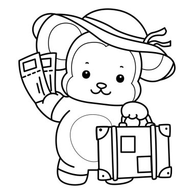 Sevimli maymunların boyama sayfaları. Maymun çizgisi Bir seyahat çantası getir