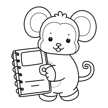 Sevimli maymunların boyama sayfaları. Maymun taslağı bir kitap getir.