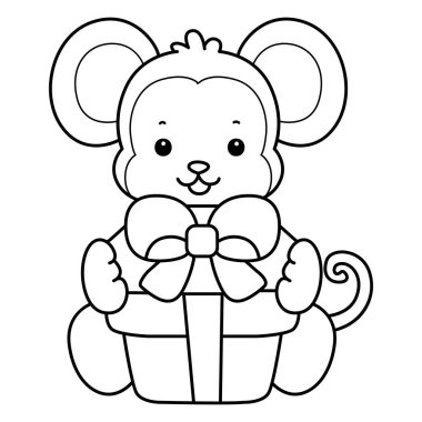 Sevimli maymunların boyama sayfaları. Maymun çizgisi Hediye kutusu getir