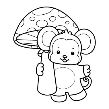 Sevimli maymunların boyama sayfaları. Maymun çizgisi Bir mantar getir