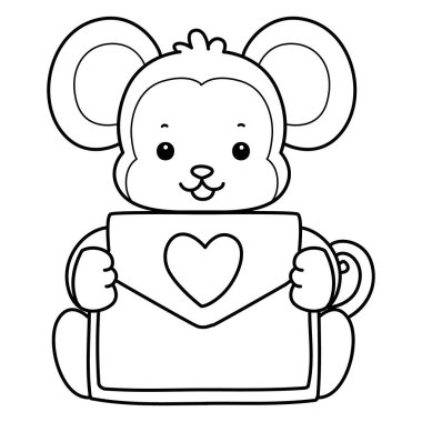 Sevimli maymunların boyama sayfaları. Maymun taslağı bir aşk mektubu getir