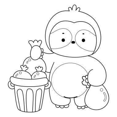 Sevimli tembellerin boyama sayfaları. Tembel hayvan taslağı çöpü yerine at