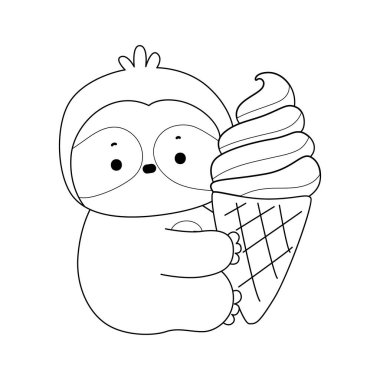 Sevimli tembellerin boyama sayfaları. Tembel hayvan çizgisi Kremalı dondurma getir