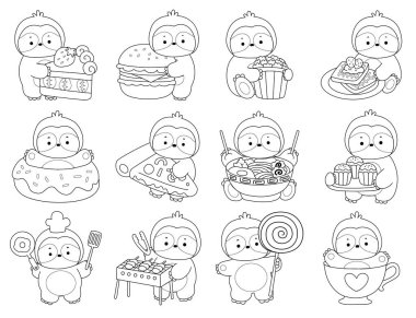 Sevimli tembellerin boyama sayfaları. Tembelliğin ana hatları, yemek ve tatlı çeşitleri.