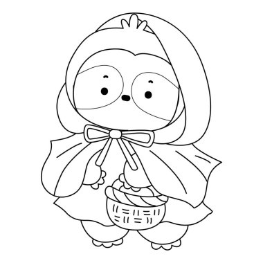 Sevimli tembellerin boyama sayfaları. Cadılar bayramında kırmızı şeytan kostümlü tembelliğin ana hatları