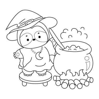 Sevimli tembellerin boyama sayfaları. Cadı miskinin iksir pişirme taslağı.