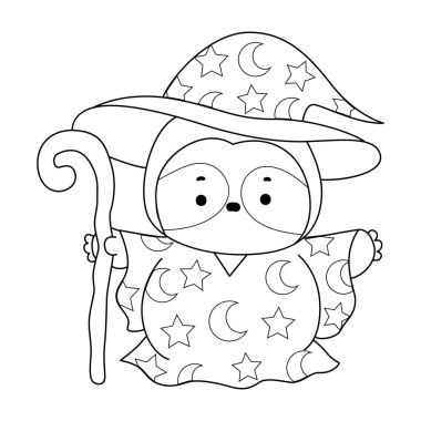 Sevimli tembellerin boyama sayfaları. Cadılar bayramında cadı kostümünde tembelliğin ana hatları