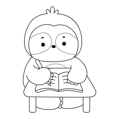 Sevimli tembellerin boyama sayfaları. Notlardaki tembelliğin ana hatları