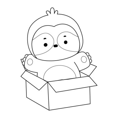 Sevimli tembellerin boyama sayfaları. Kutudaki tembelliğin ana hatları