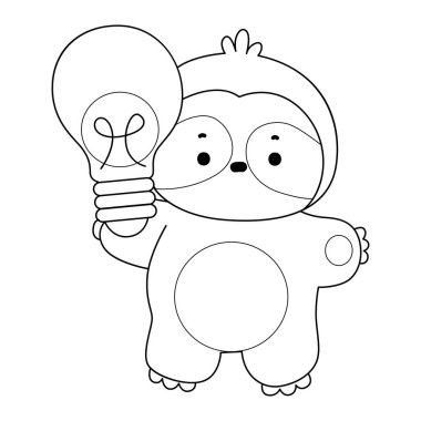 Sevimli tembellerin boyama sayfaları. Tembel hayvan çizgisi Bir lamba getir