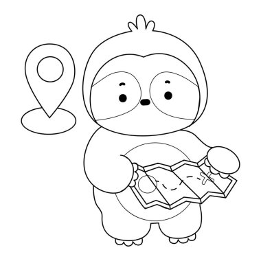 Sevimli tembellerin boyama sayfaları. Tembel hayvanın ana hatları konumu bulmak için haritaya bakın
