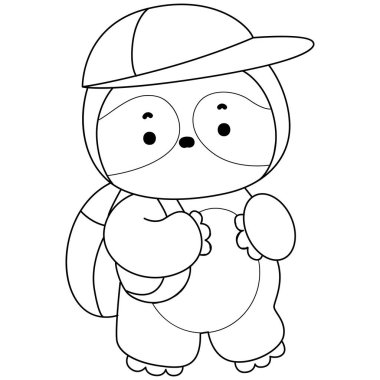 Sevimli tembellerin boyama sayfaları. Tembelliğin ana hatları okula gitmek istiyor.