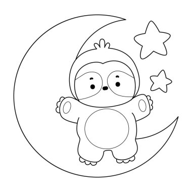 Sevimli tembellerin boyama sayfaları. Aydaki tembelliğin ana hatları