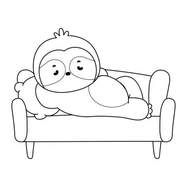 Sevimli tembellerin boyama sayfaları. Kanepede yatan tembelliğin ana hatları