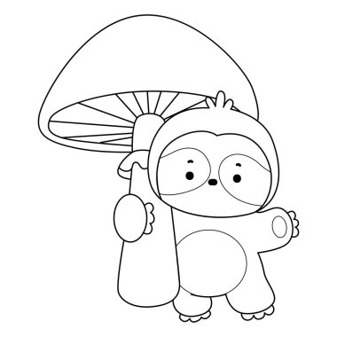 Sevimli tembellerin boyama sayfaları. Tembel hayvan çizgisi Bir mantar getir