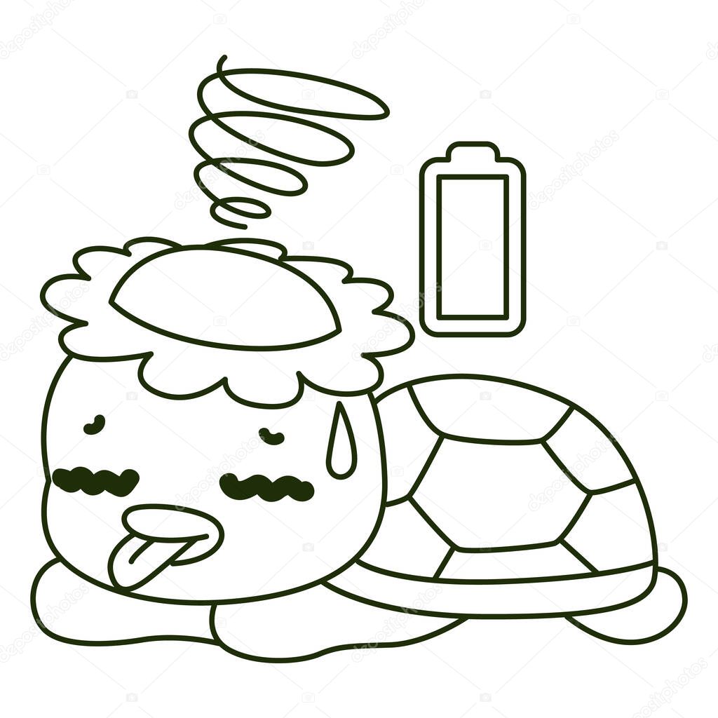 Kawaii japanese mythology Kappa sticker cute. Outline of kappa is in the low battery situation