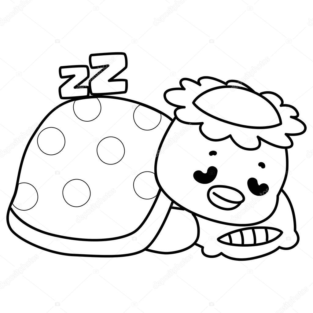 Kawaii japanese mythology Kappa sticker cute. Outline of kappa was sleeping