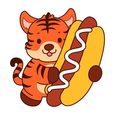 Çocuklar için kaplan karakteri klip sanatı resimleri. Kaplan, sosisli getir.