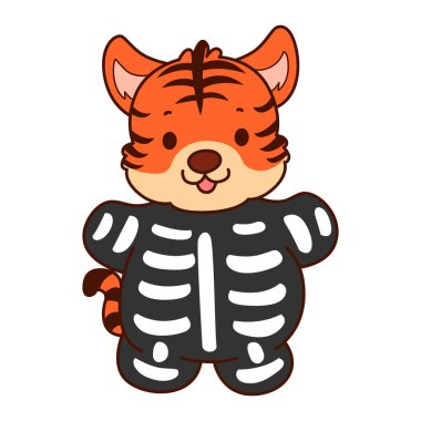 Çocuklar için kaplan karakteri klip sanatı resimleri. Kafatası kostümlü kaplan