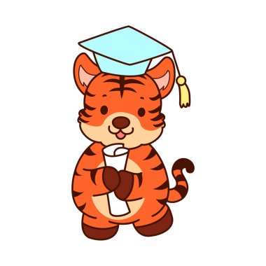 Çocuklar için kaplan karakteri klip sanatı resimleri. Tiger mezun oldu.