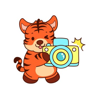 Çocuklar için kaplan karakteri klip sanatı resimleri. Kaplan kamerayı tıkla.