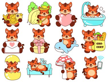 Çocuklar için kaplan karakteri klip sanatı resimleri. Günlük yaşamın çeşitleri kaplan