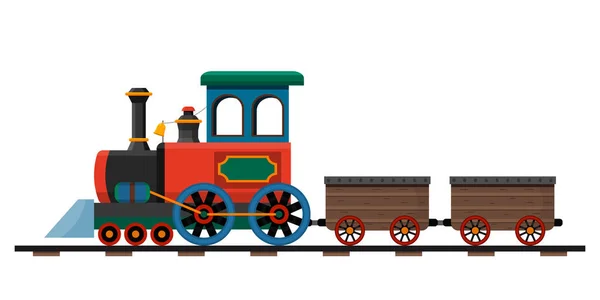 Çocuk Oyuncağı Klasik Tren Lokomotifi Retro Taşıma Düz Vektör Çizimi Telifsiz Stok Illüstrasyonlar