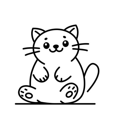 Sevimli ve komik kedi doğrusal olarak. Düz vektör illüstrasyonu