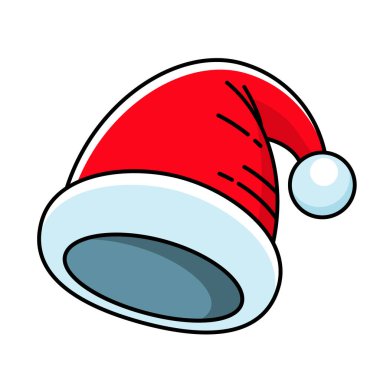 Beyaz arka planda izole edilmiş doğrusal tarzda Noel Baba şapkası. vektör