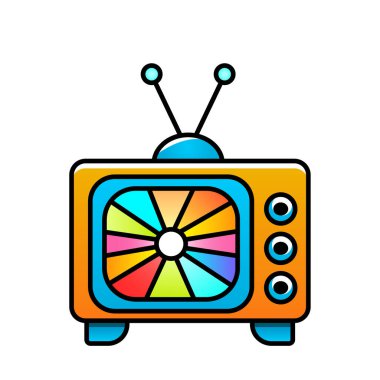 Retro televizyon simgesi beyaz arkaplanda izole edildi. resimleme