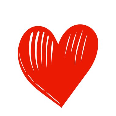 Kırmızı kalp ikonu ana hatlarıyla. Vektör çizimi izole edildi