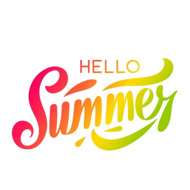 El yazısıyla yazılmış. Geçmişi olan Hello Summer. Davetiye, kart, poster ya da afiş için. Yaz alıntıları.