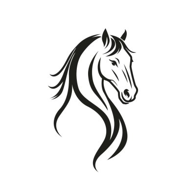 At kafası. Atın 2026 yıllık takvimi için siluet. vektör illüstrasyonu