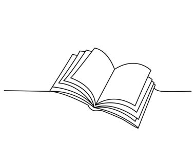 Çizim tarzında uçan sayfaların olduğu açık bir kitap çiziyor. Vektör illüstrasyonu