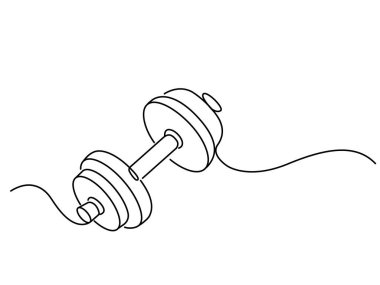 Dambılın durmaksızın çizilmesi. Spor ve spor konsepti. Bir satır sanat eseri. düz vektör illüstrasyonu