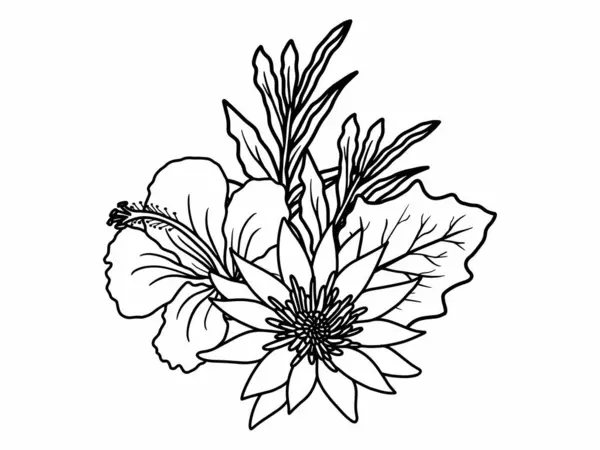 Квіткова Лінія Мистецтва Фон Контурним Стилем Ручний Намальований Квітковий Вектор — стоковий вектор