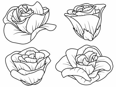 Dış Hatlar Tarzı ile Çiçek Hattı Sanat Arkaplanı. Çiçek Dekorasyonu, Çiçek Çerçevesi, Çiçek Köşesi Kenarı Kenarı ve Çiçek Buketi Çizimi için El Çizimi Vektörü