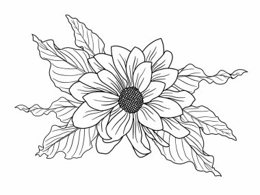 Güzel çiçeğin çizimi, el çizimi sanat çiçekleri.