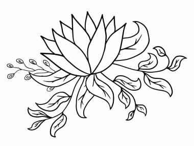 Güzel çiçeğin çizimi, el çizimi sanat çiçekleri.