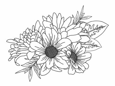 Güzel çiçeğin çizimi, el çizimi sanat çiçekleri.