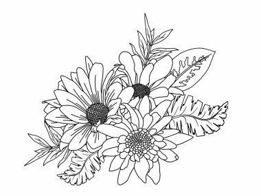 Güzel çiçeğin çizimi, el çizimi sanat çiçekleri.