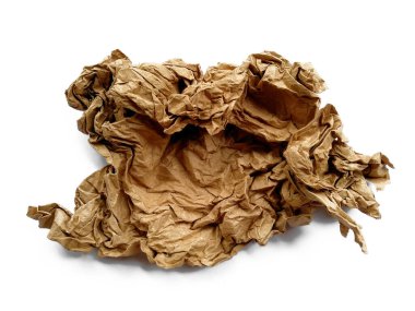 Buruşmuş kağıt dokusu. Arkaplan için kahverengi buruşmuş kağıt dokusu