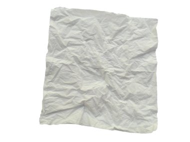 Beyaz arka planda doku. Buruşmuş kağıt mendil ya da buruşmuş doku. Doku arkaplanı veya kağıt mendil arka planı